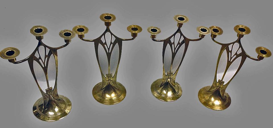 4 WMFJugendstil Secessionist Art Nouveau Candelabra, Germany C.1900