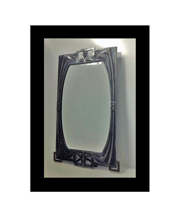 Rare WMF Art Nouveau Jugendstil Secessionist pewter Mirror, Germany C.1905