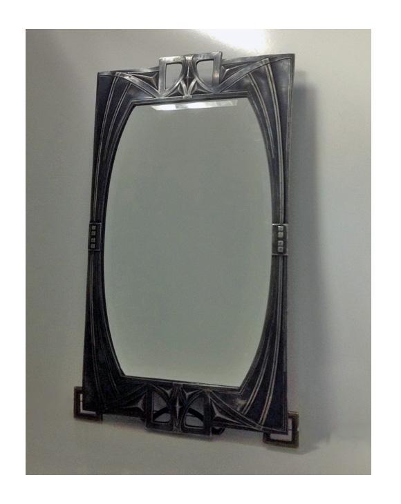 Rare WMF Art Nouveau Jugendstil Secessionist pewter Mirror, Germany C.1905
