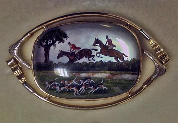 Very Fine Reverse Intaglio Crystal depicting `The Hunt’, early 20th century.