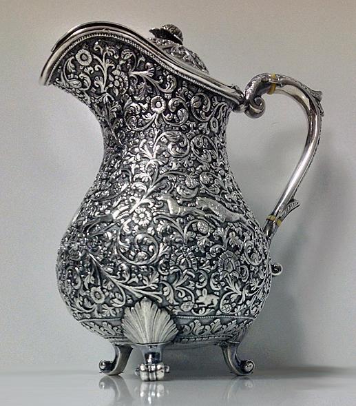 Kutch Silver, India 19th century covered Jug, C.1880.