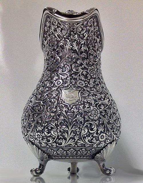 Kutch Silver, India 19th century covered Jug, C.1880.