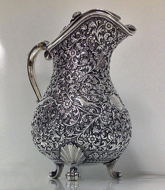 Kutch Silver, India 19th century covered Jug, C.1880.