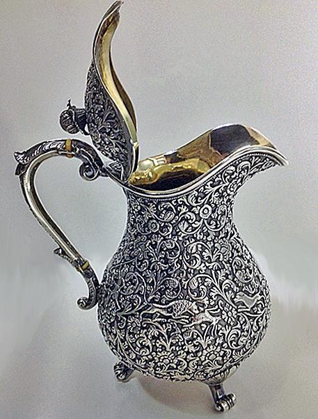 Kutch Silver, India 19th century covered Jug, C.1880.
