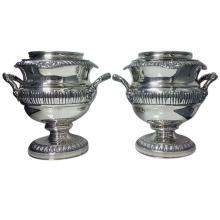 Fine Pair of Antique Georgian Old Sheffield Plate Wine Coolers, English, C.1815.