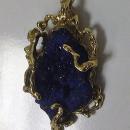 18K yellow gold and Azurite Pendant, London 1975, GL.