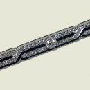 J. E. Caldwell Diamond, Onyx Platinum Bar Brooch, American, C.1930.