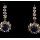Pair Antique Sapphire, Diamond 18K Earrings, English C.1870