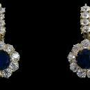 Pair Antique Sapphire, Diamond 18K Earrings, English C.1870