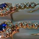 Pair Antique Sapphire, Diamond 18K Earrings, English C.1870