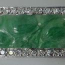 18K carved Jade and Diamond Brooch.