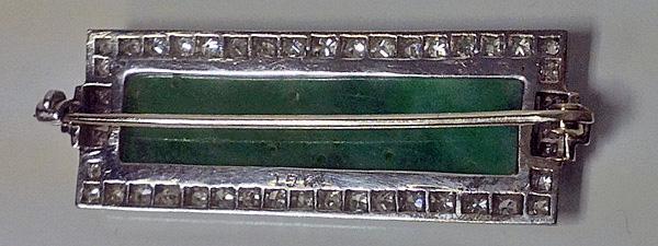 18K carved Jade and Diamond Brooch.