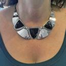 Fred Davis sterling obsidian mask Necklace, C.1930