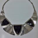 Fred Davis sterling obsidian mask Necklace, C.1930