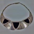 Fred Davis sterling obsidian mask Necklace, C.1930