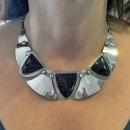 Fred Davis sterling obsidian mask Necklace, C.1930