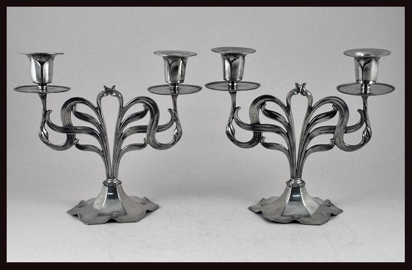 Orivit Jugendstil Secessionist Art Nouveau candelabra candlesticks, Germany C.1900