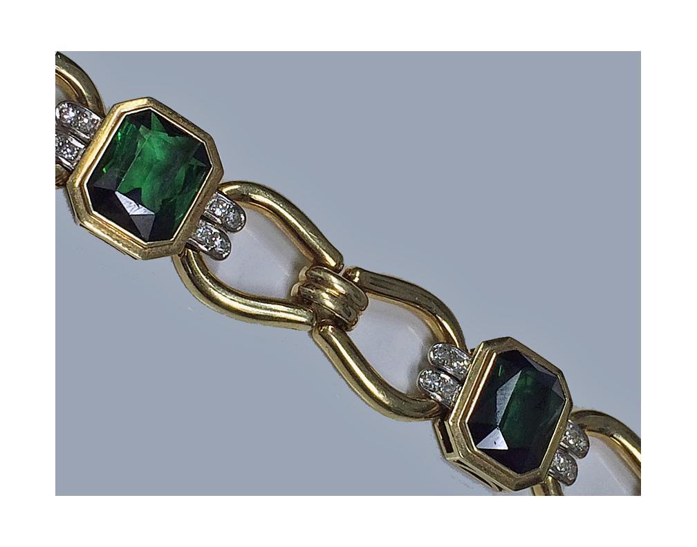 Very Fine Tourmaline Diamond Gold Bracelet.