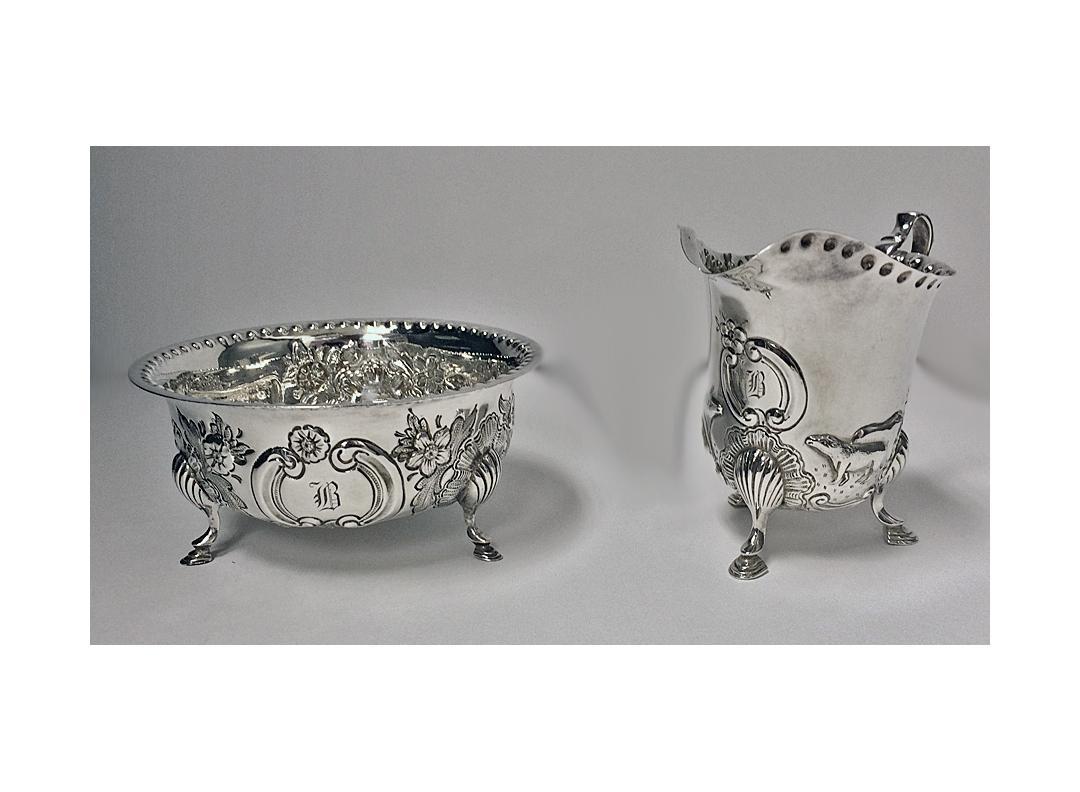 Irish style Silver cream jug and matching sugar bowl, Birmingham 1912-13