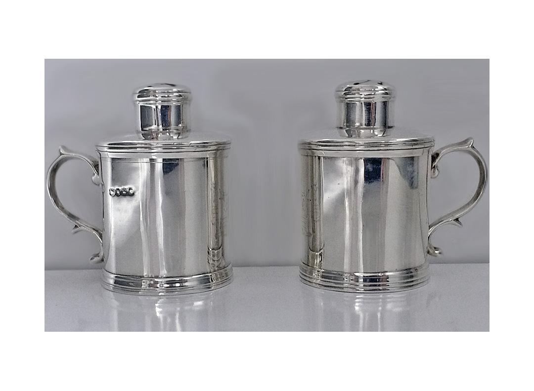 Unusual Miniature Tankard peppers Casters, London 1885, Martin Goldstein