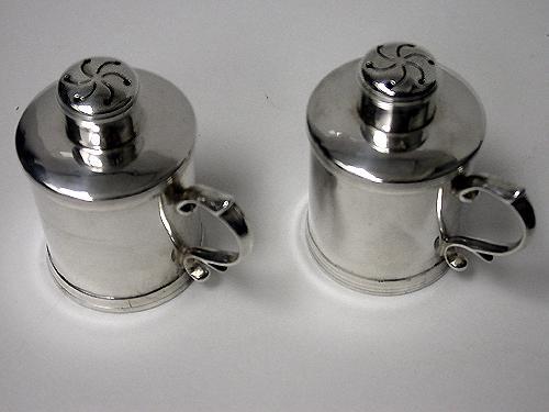 Unusual Miniature Tankard peppers Casters, London 1885, Martin Goldstein