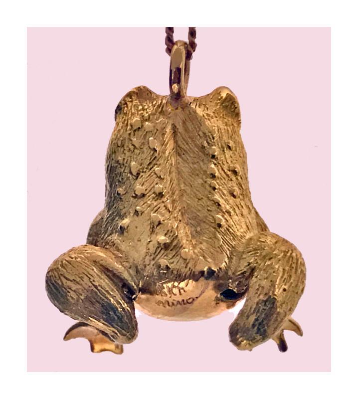 18K yellow gold and emerald frog Pendant, 20th century