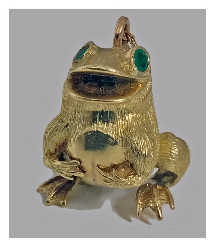 18K yellow gold and emerald frog Pendant, 20th century