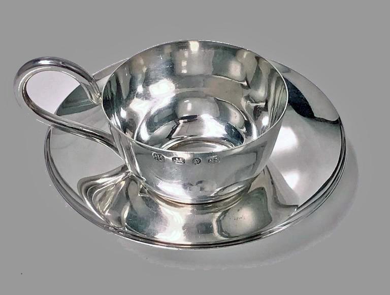 Rare Christopher Dresser designed Silver Miniature Cup and Saucer, 1892