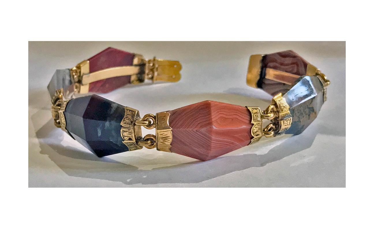 Scottish Gold Agate Bracelet, C.1875