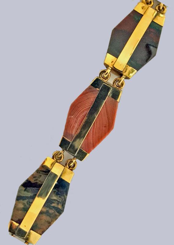 Scottish Gold Agate Bracelet, C.1875