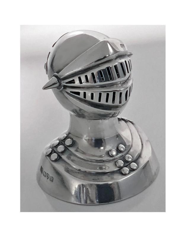 Antique Silver Novelty Caster of a Knight in Armour, Chester 1908 by G.U