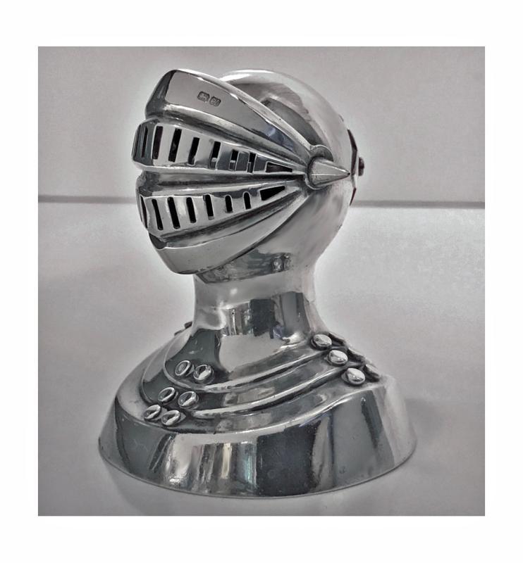 Antique Silver Novelty Caster of a Knight in Armour, Chester 1908 by G.U