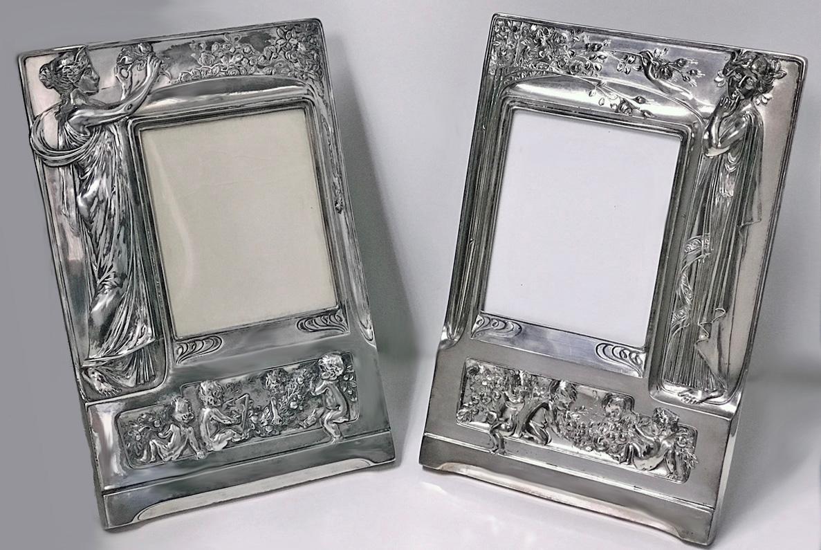 Pair of Art Nouveau large Silver Plate Photograph Frames, Germany C.1900.