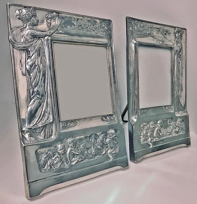 Pair of Art Nouveau large Silver Plate Photograph Frames, Germany C.1900.