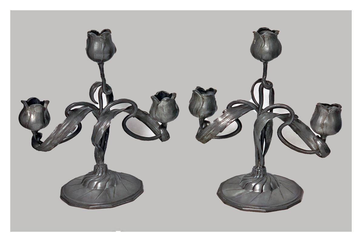 Art Nouveau Candelabra Candlesticks, Orivit, Germany C.1900