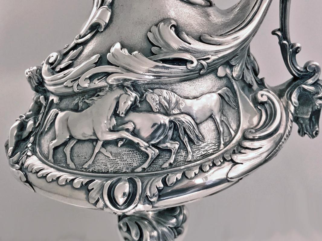 Outstanding Silver equine related Wine Ewer Jug, Edward & John Barnard, London, 1864