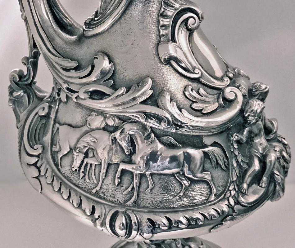 Outstanding Silver equine related Wine Ewer Jug, Edward & John Barnard, London, 1864