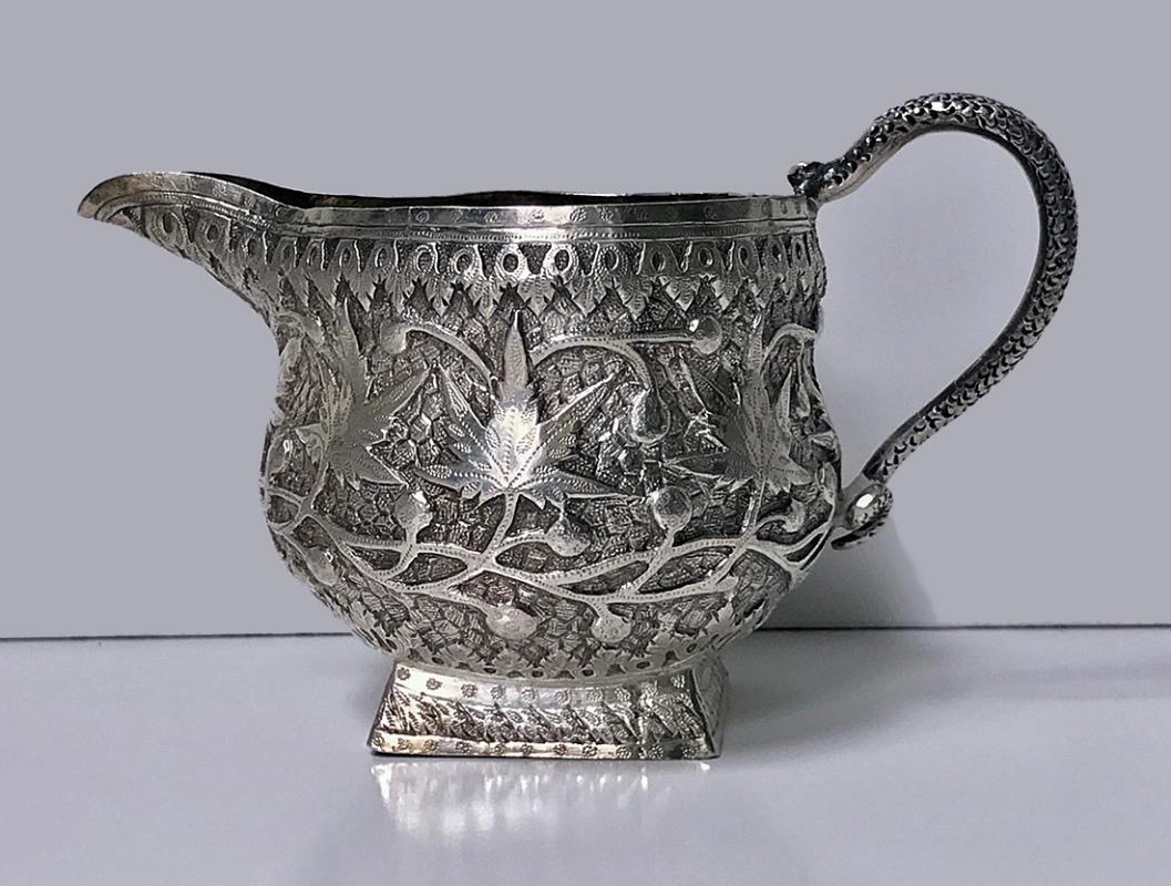 Rare Kashmir Silver Tea set for Western market, C.1910