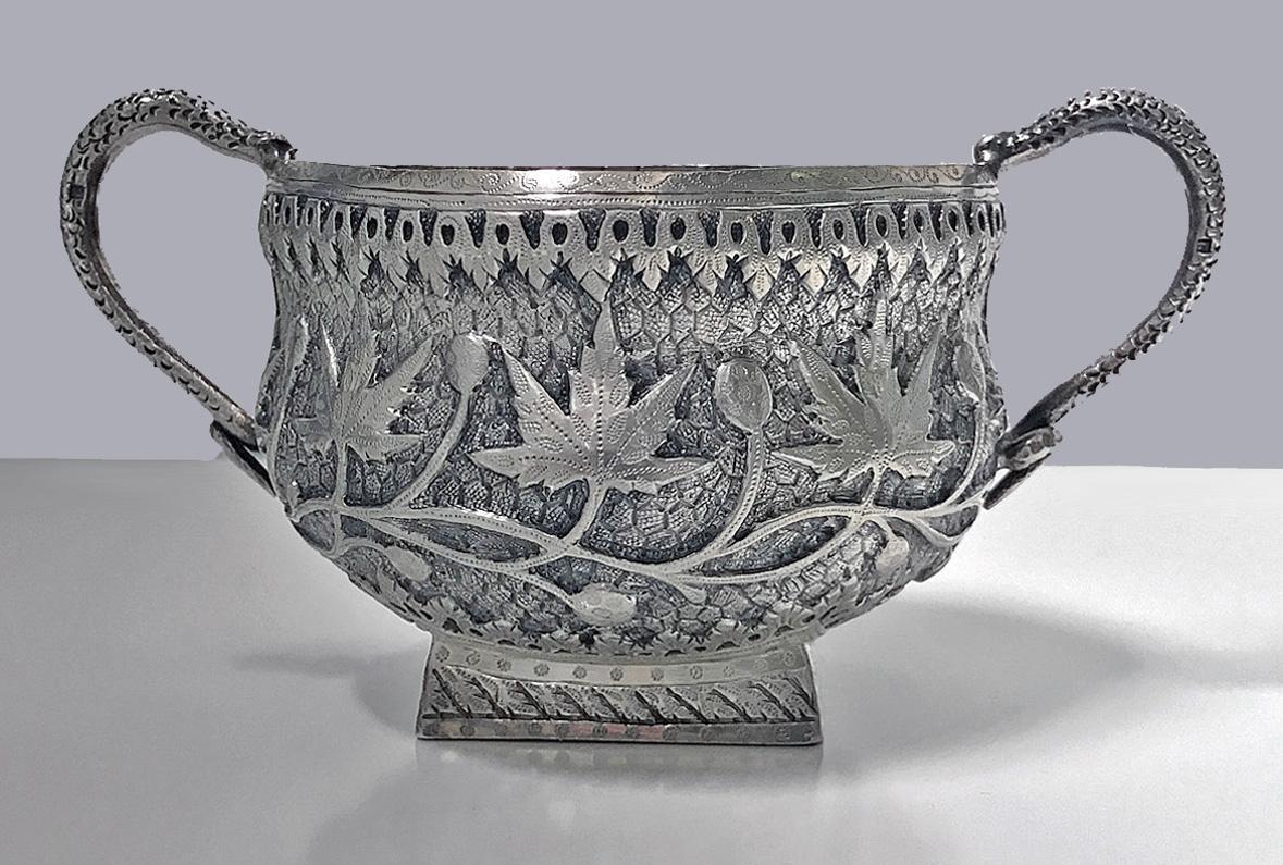 Rare Kashmir Silver Tea set for Western market, C.1910