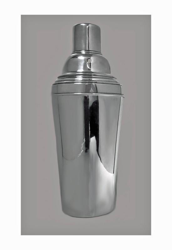 Rare Art Deco Sterling Silver Cocktail Shaker and Lemon Citrus Reamer, C.1930