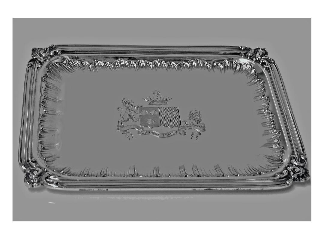 French 1st std (.950) Silver Regency style small Tray, C.1900, Frays Fils.