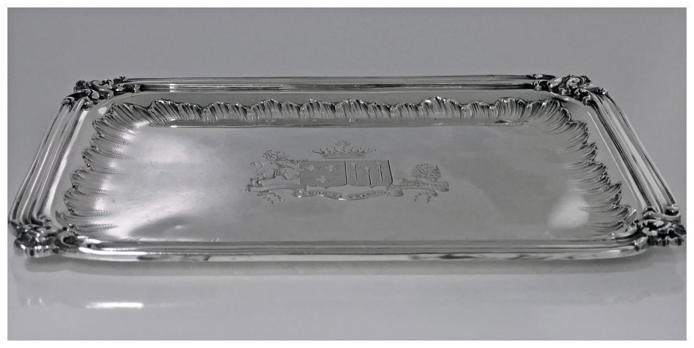 French 1st std (.950) Silver Regency style small Tray, C.1900, Frays Fils.