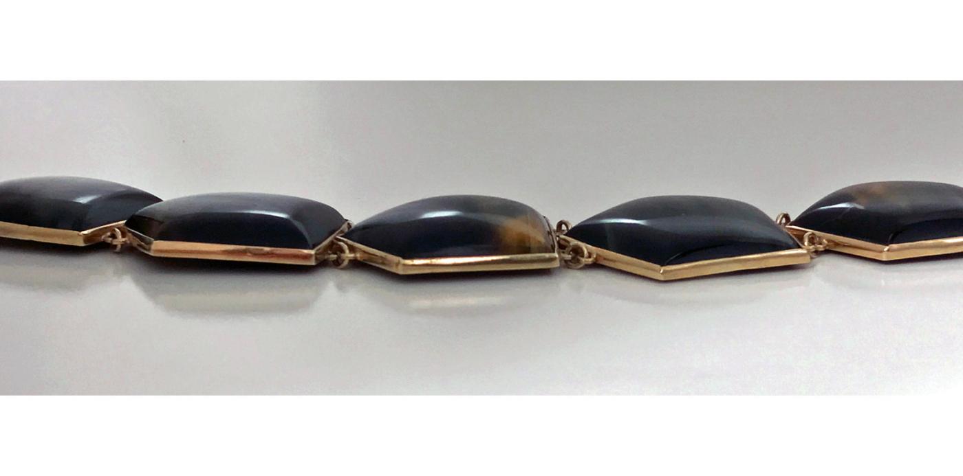 Mid century Modernism Scandinavian Gold and Labradorite Bracelet