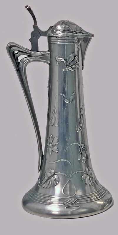Pair of Art Nouveau Pewter Liquor Jugs, Germany C.1900