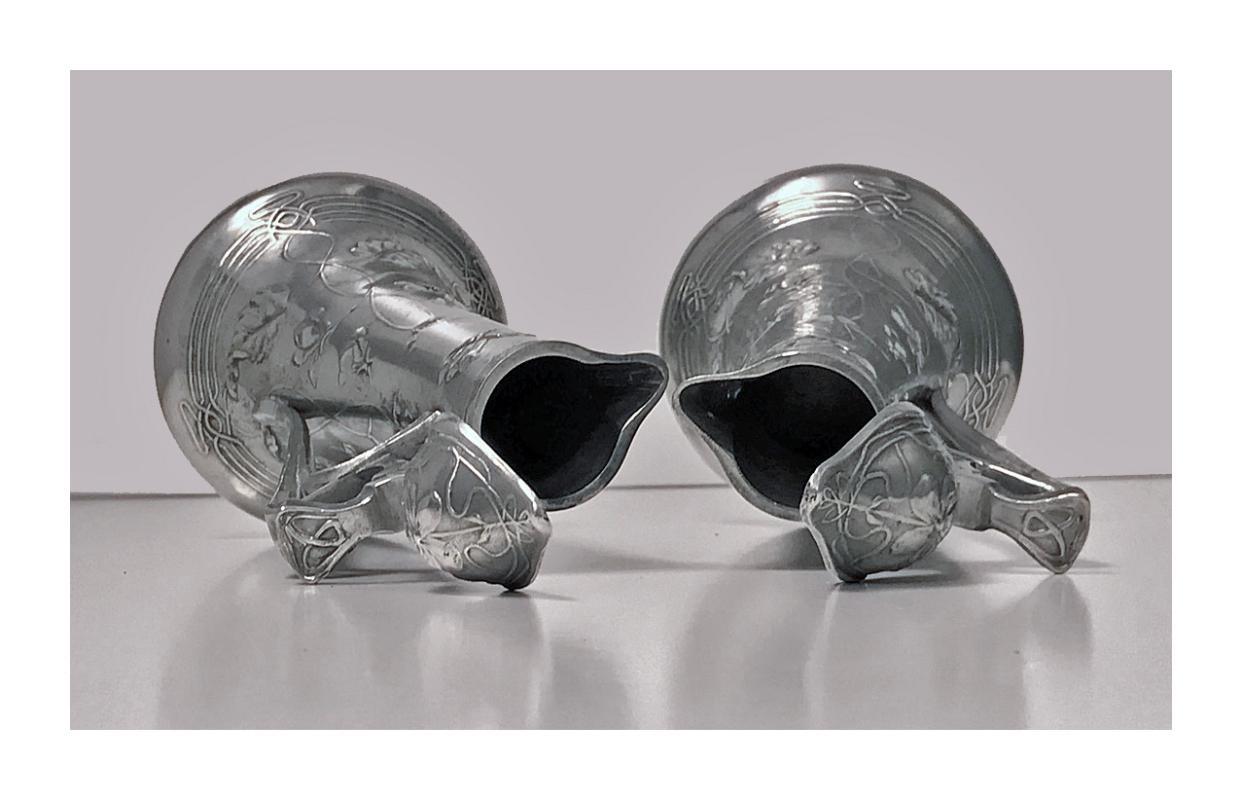Pair of Art Nouveau Pewter Liquor Jugs, Germany C.1900