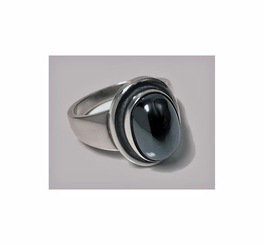 Georg Jensen Hematite Sterling Ring 46B