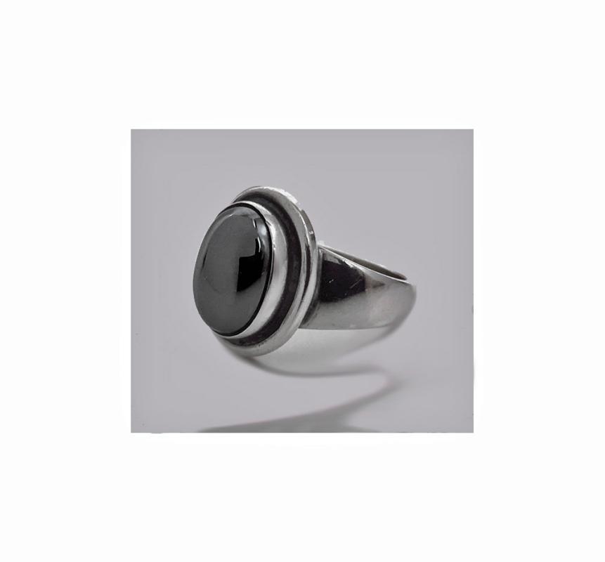 Georg Jensen Hematite Sterling Ring 46B