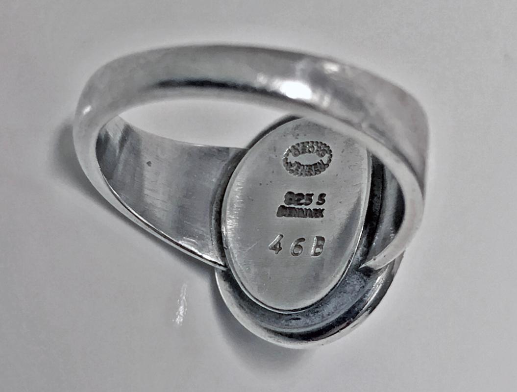 Georg Jensen Hematite Sterling Ring 46B