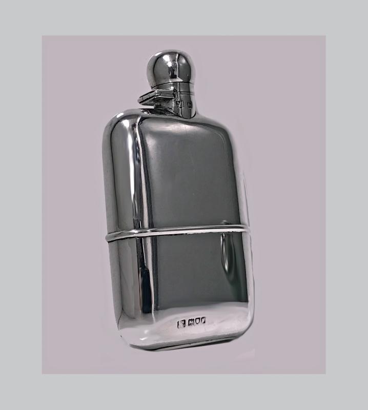 English Sterling Silver Flask, London 1914, Sampson Mordan Co.