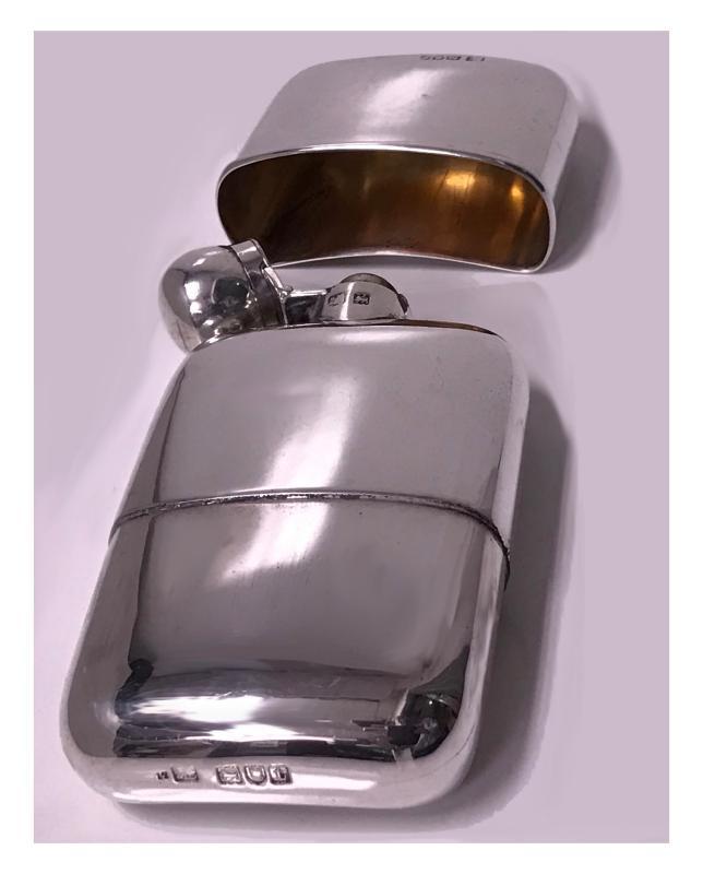English Sterling Silver Flask, London 1914, Sampson Mordan Co.